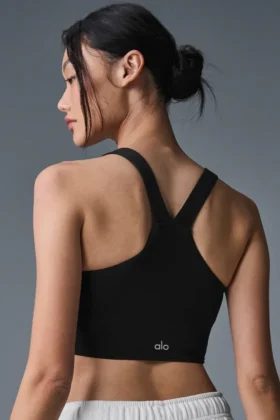 Camiseta de tirantes con sostén integrado Airbrush Real Bra – Negro
