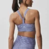 Camiseta de tirantes con sostén integrado Airlift Gingham Sleek - Cuadros azul marino