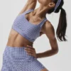 Camiseta de tirantes con sostén integrado Airlift Gingham Sleek - Cuadros azul marino