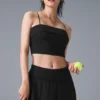 Camiseta de tirantes con sostén integrado «Doubles Only» - Negro