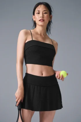 Camiseta de tirantes con sostén integrado «Doubles Only» - Negro