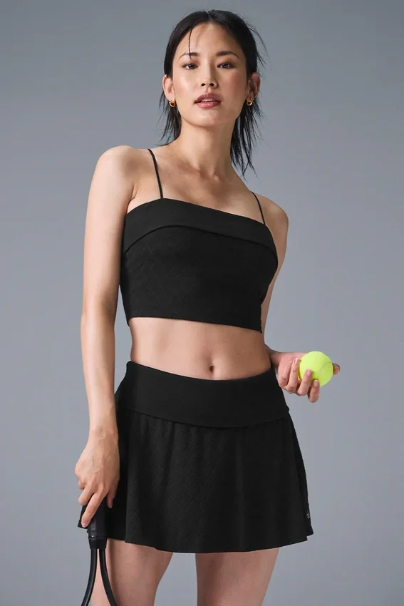 Camiseta de tirantes con sostén integrado «Doubles Only» - Negro