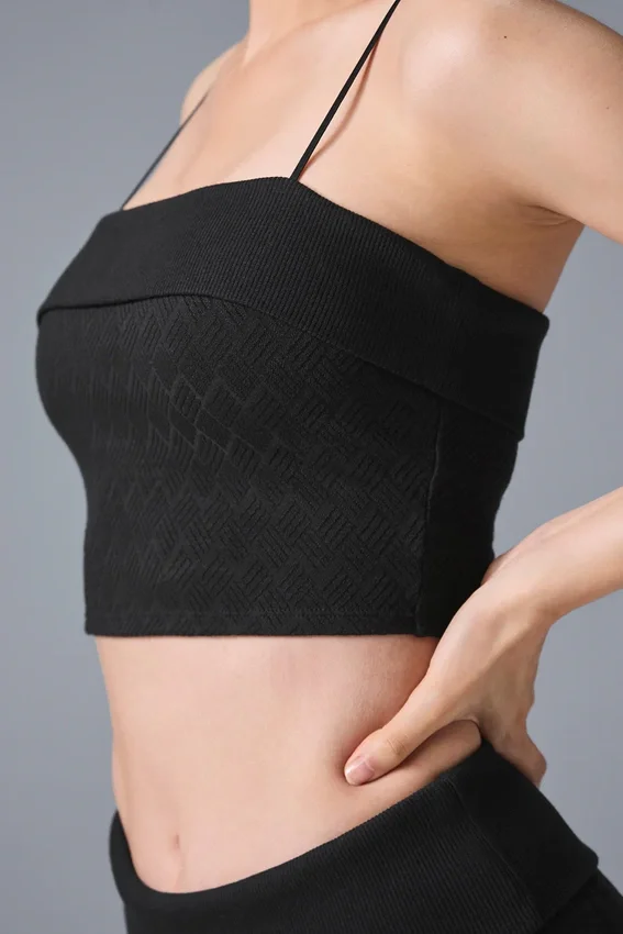 Camiseta de tirantes con sostén integrado «Doubles Only» - Negro