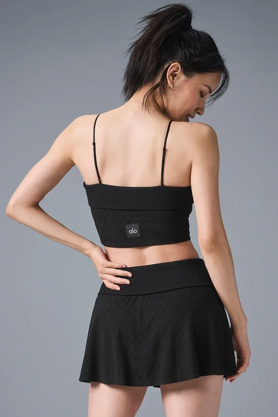 Camiseta de tirantes con sostén integrado «Doubles Only» - Negro