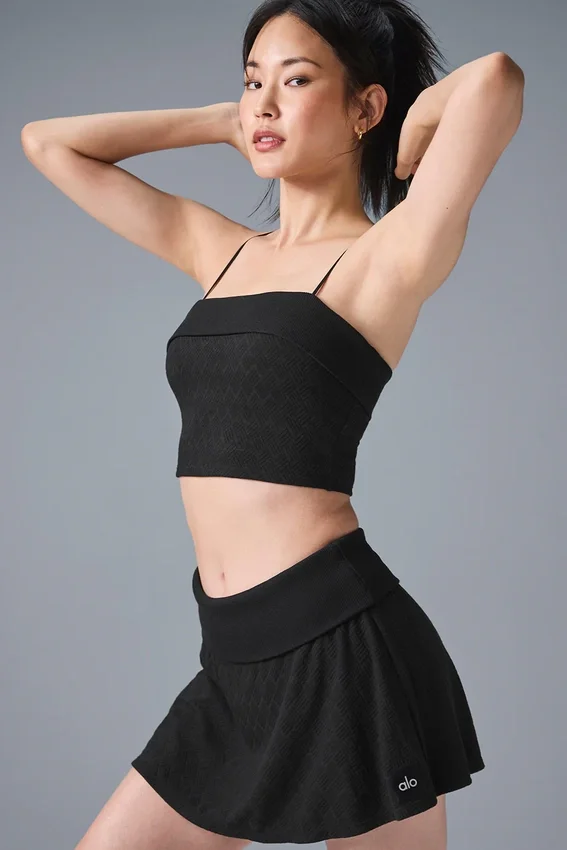 Camiseta de tirantes con sostén integrado «Doubles Only» - Negro