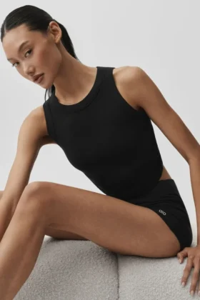 Camiseta de tirantes con sostén Sway - Negro