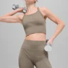 Camiseta de tirantes con sujetador acanalado sin costuras «Favorite» - Cacao claro