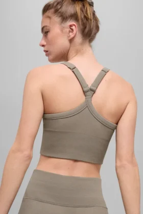 Camiseta de tirantes con sujetador acanalado sin costuras «Favorite» – Cacao claro