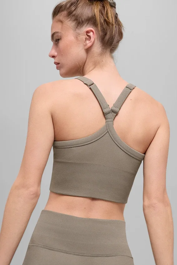 Camiseta de tirantes con sujetador acanalado sin costuras «Favorite» - Cacao claro