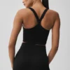 Camiseta de tirantes con sujetador acanalado sin costuras Favorite - Negro