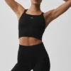 Camiseta de tirantes con sujetador acanalado sin costuras Favorite - Negro