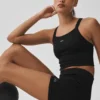 Camiseta de tirantes con sujetador acanalado sin costuras Favorite - Negro