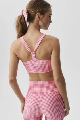 Camiseta de tirantes con sujetador integrado Airlift de cuadros vichy – Cuadros vichy rosa paraíso