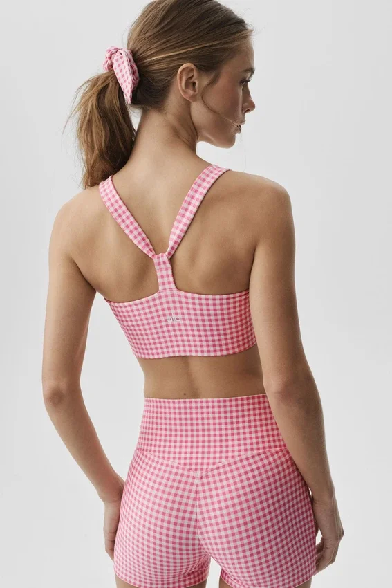 Camiseta de tirantes con sujetador integrado Airlift de cuadros vichy - Cuadros vichy rosa paraíso