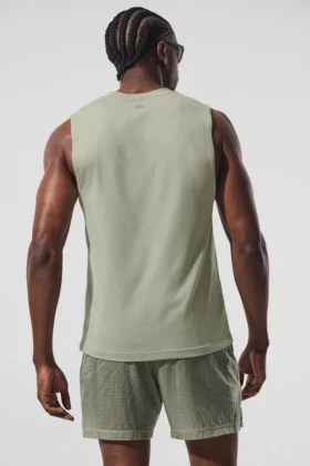 Camiseta de tirantes Conquer Muscle – Piedra caliza