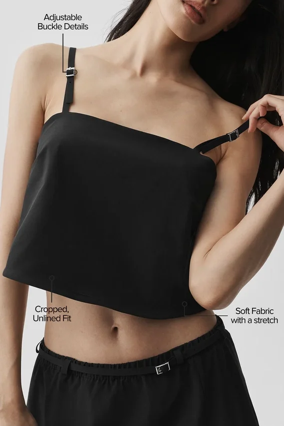 Camiseta de tirantes corta «Connection» — Negro