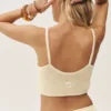 Camiseta de tirantes corta de seda y cachemira «Heat Wave» - Beige arena