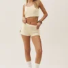 Camiseta de tirantes corta de seda y cachemira «Heat Wave» - Beige arena