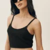 Camiseta de tirantes corta Heat Wave de seda y cachemira - Negro