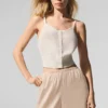 Camiseta de tirantes de cachemira transparente - Marfil