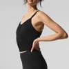 Camiseta de tirantes de cachemira transparente - Negro