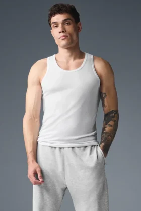 Camiseta de tirantes de modal acanalado para el día a día - Blanca