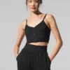 Camiseta de tirantes de punto acanalado «Delicate Lounge» - Negro