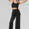 Camiseta de tirantes de punto acanalado «Delicate Lounge» - Negro