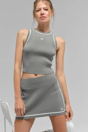 Camiseta de tirantes de punto acanalado Highline — Gris lunar/Blanco