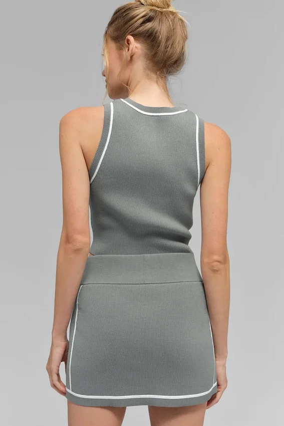 Camiseta de tirantes de punto acanalado Highline — Gris lunar/Blanco