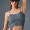 Camiseta de tirantes de punto denim con ligas - Gris acero/antracita