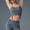 Camiseta de tirantes de punto denim con ligas - Gris acero/antracita