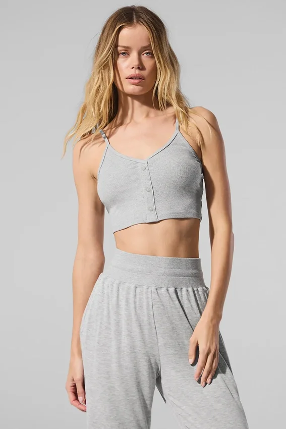 Camiseta de tirantes «Delicate Lounge» con canalé — Gris jaspeado deportivo