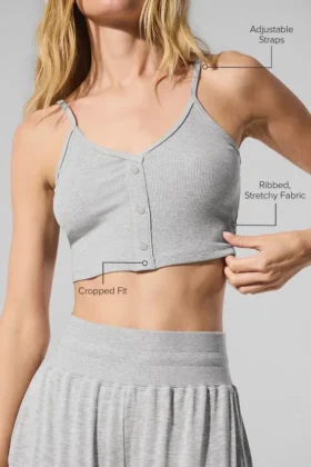 Camiseta de tirantes «Delicate Lounge» con canalé — Gris jaspeado deportivo