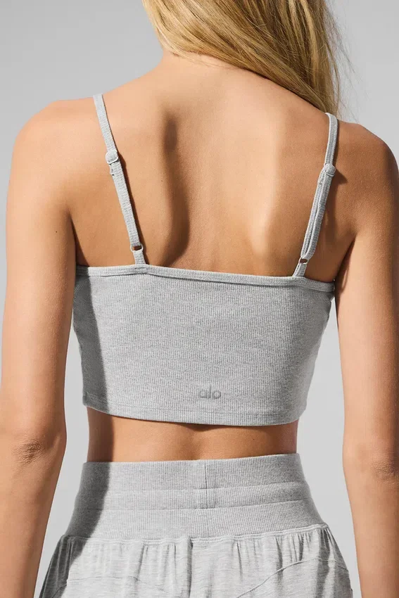 Camiseta de tirantes «Delicate Lounge» con canalé — Gris jaspeado deportivo
