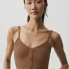 Camiseta de tirantes «Delicate Lounge» de canalé - Marrón bronceado