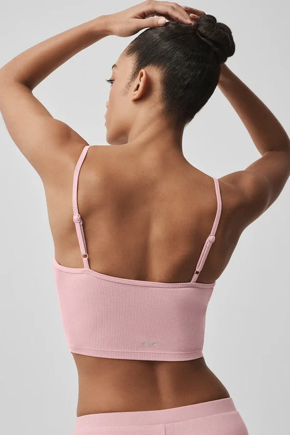 Camiseta de tirantes «Delicate Lounge» de punto acanalado - Rosa vintage