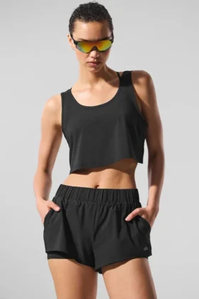 Camiseta de tirantes deportiva corta «Sport Star» - Negro