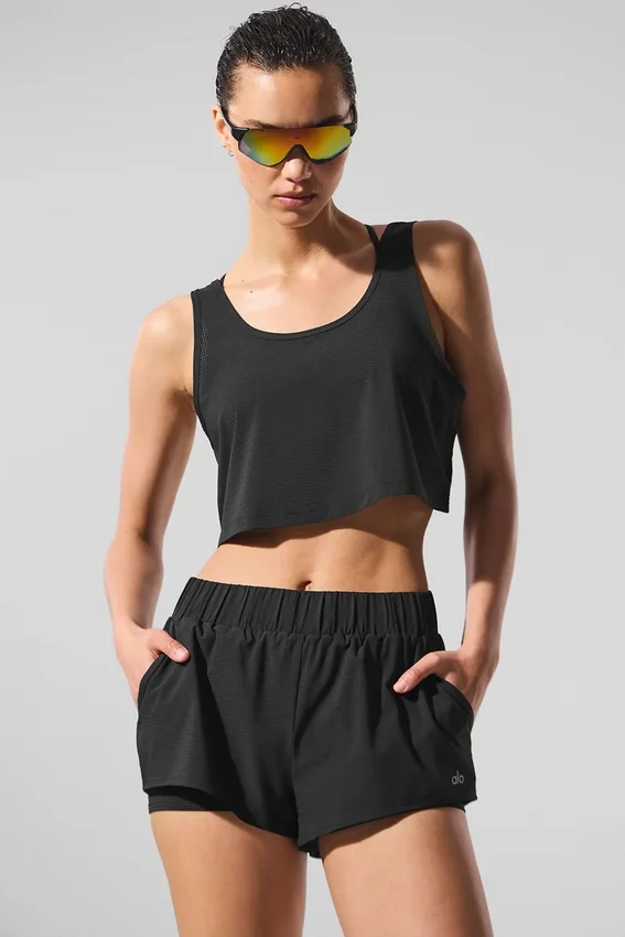 Camiseta de tirantes deportiva corta «Sport Star» - Negro