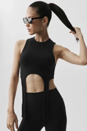 Camiseta de tirantes Flaunt de Bienestar Rib - Negro