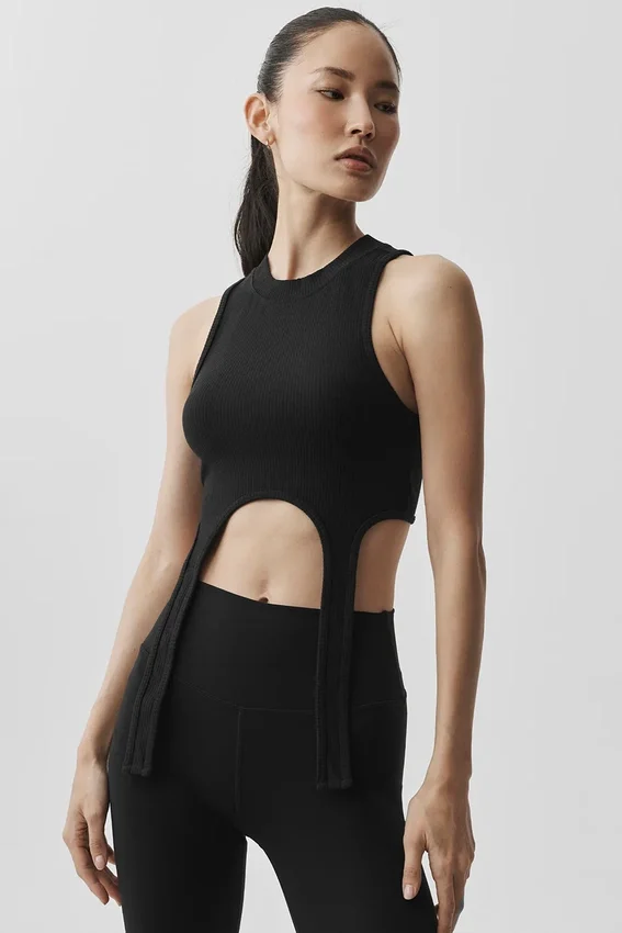 Camiseta de tirantes Flaunt de Bienestar Rib - Negro