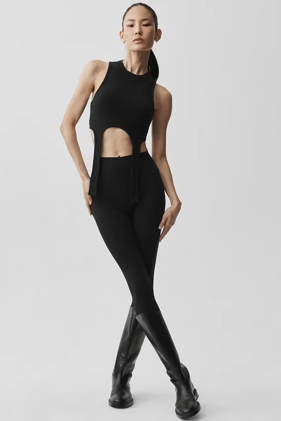 Camiseta de tirantes Flaunt de Bienestar Rib - Negro