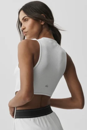 Camiseta de tirantes Flaunt de tejido acanalado de Bienestar – Blanco