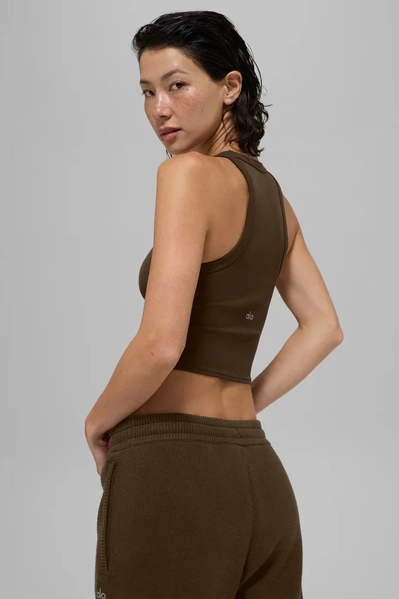 Camiseta de tirantes Goddess Ribbed Go-To - Espresso