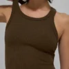 Camiseta de tirantes Goddess Ribbed Go-To - Espresso