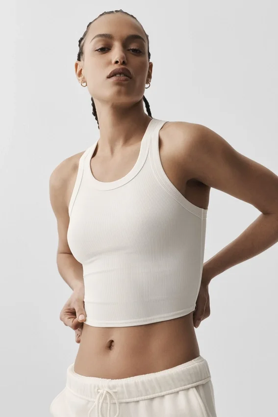 Camiseta de tirantes Goddess Ribbed Go-To - Marfil