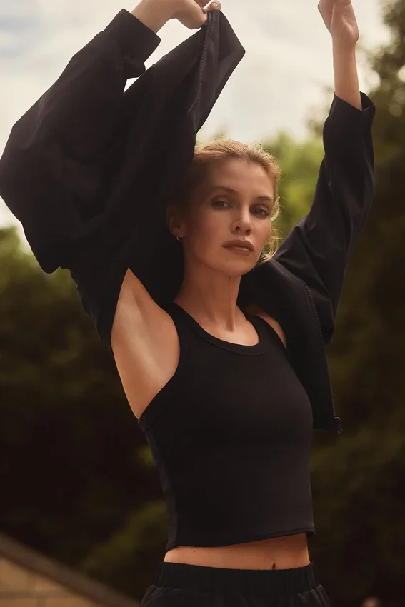 Camiseta de tirantes «Goddess Ribbed Go-To» - Negro
