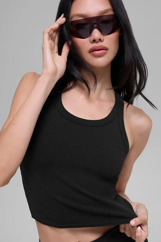 Camiseta de tirantes «Goddess Ribbed Go-To» - Negro