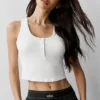 Camiseta de tirantes Henley de modal acanalado - Blanco