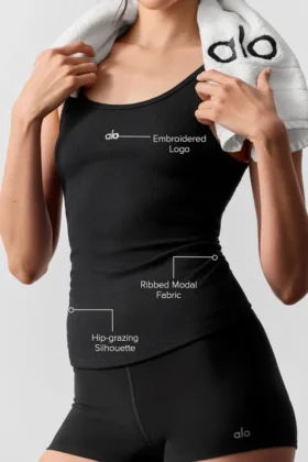 Camiseta de tirantes Prosper acanalada – Negro
